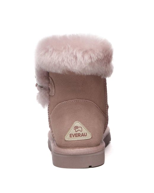 EverAu Australia Pink Robin Horn Toggle Button Mini Boots