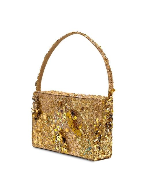 Simitri Metallic Golden Ember Box Clutch
