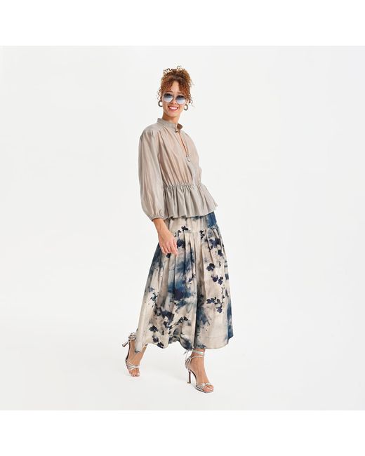 Lalipop Design Blue Ink Pleated Midi Skirt