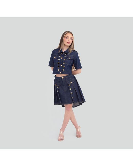 Maui X Lolita Blue Aria Grommet Pleated Skirt