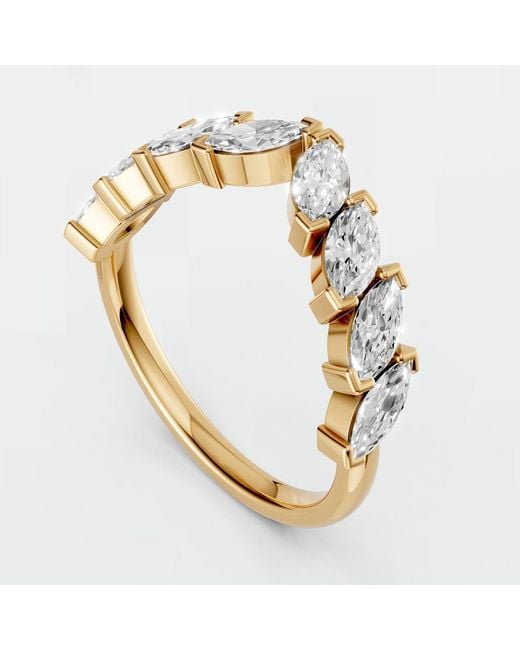 Aya Fine Jewelry Metallic Marquise 1.08 Ctw Lab Diamond Curved Wedding Band