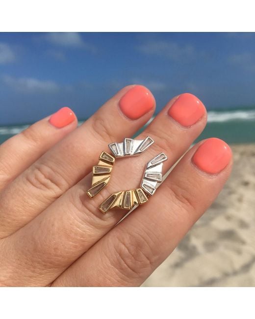 Glamrocks Jewelry Metallic Sunray Ring Rhodium