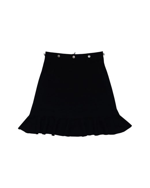 2KStyle Black Ama Ruffled Mini Skirt With Metal Buttons