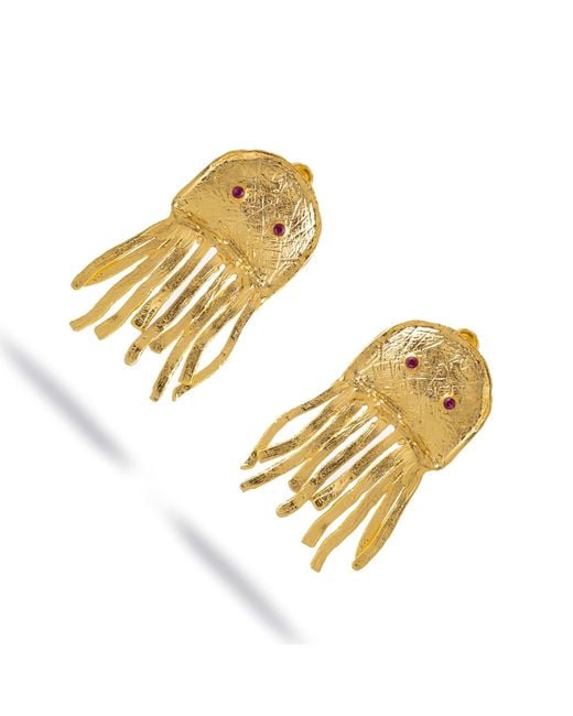 Ebru Jewelry Metallic Mystic Ruby-Eyed Jellyfish Earrings