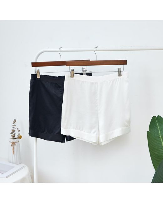 Soft Strokes Silk White Pure Mulberry Silk High-Waisted Shorts