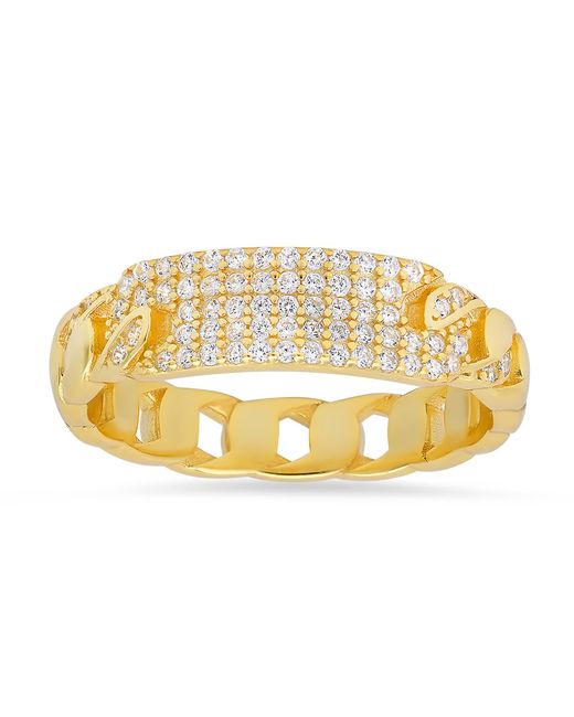 Kylie Harper Metallic Petite Curb Chain Diamond Cz Id Ring