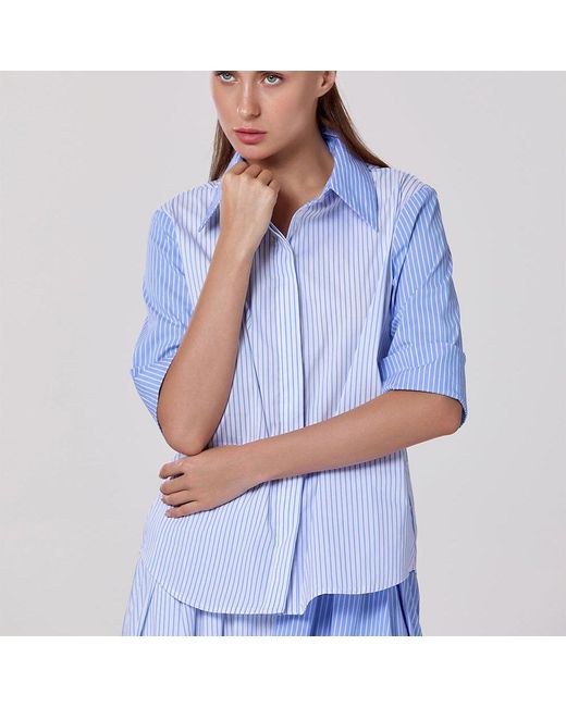 Smart and Joy Blue Two-Tone Cotton Shirt