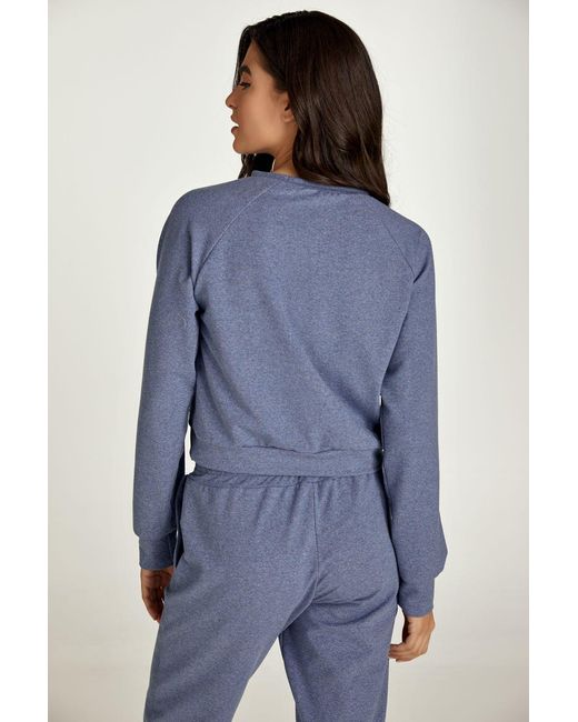 Conquista Blue Crop Melange Sweatshirt