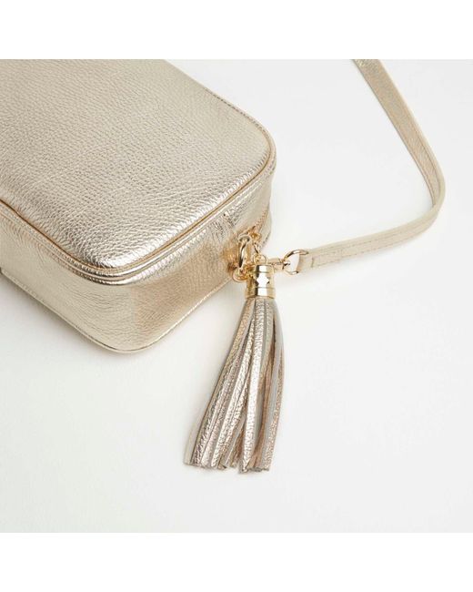 Betsy & Floss Metallic Verona Crossbody Tassel Bag With Dark Leopard Strap