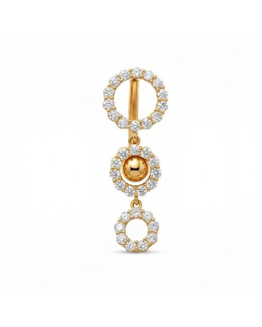 Zahav Jewelry Metallic 14K Solid 14G Cascading Dangle Belly Ring