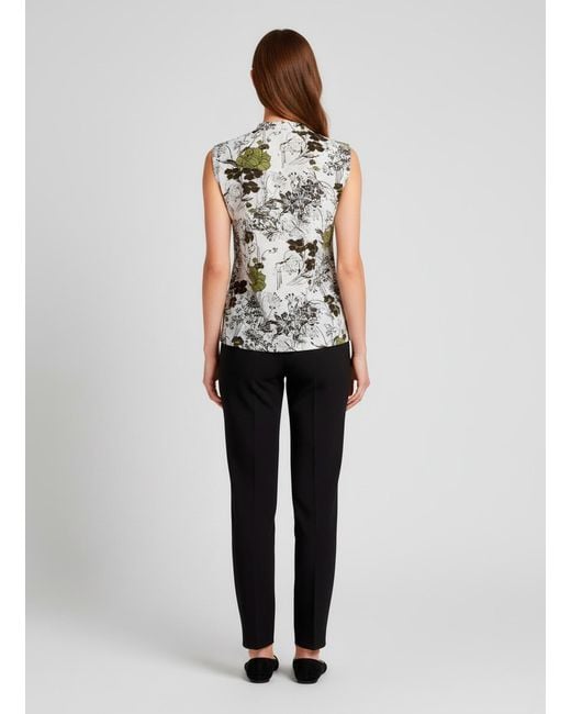 Conquista Multicolor Botanical Sketch Sleeveless V-Neck Top