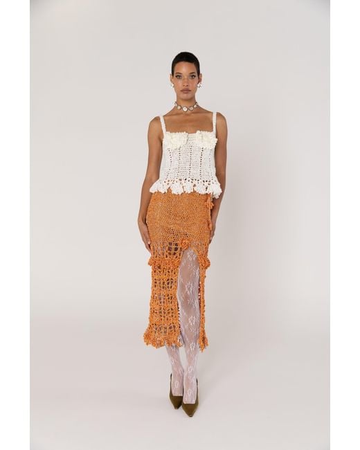 Andreeva Natural Chrysanthemum Handmade Crochet Top