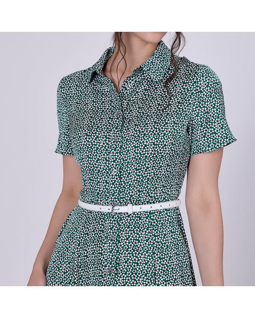 Smart and Joy Green Vintage Graphic Print Shirt Dress