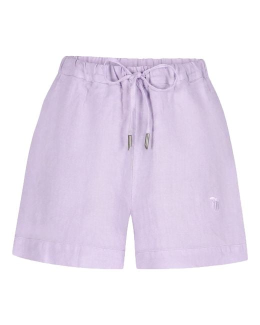 Maison Tangerine Purple Linen Shorts For