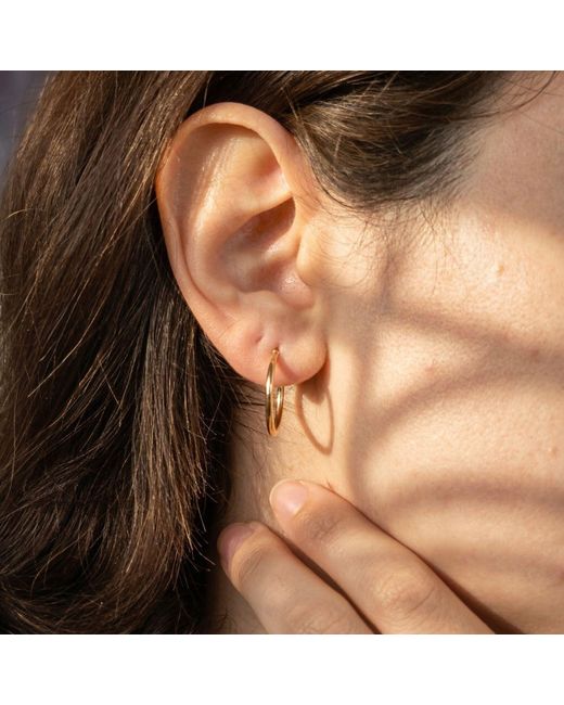 Harfi Metallic Small Plain Plated Hoop Earrings