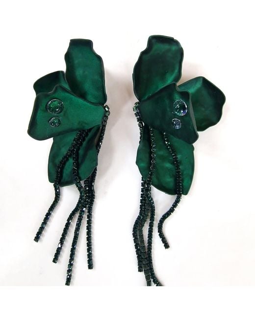 Laura Daili Green Emerald Blossom Earrings