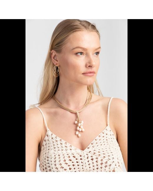 Saachi White Tahitian Wax Corded Classic Pearl Necklace