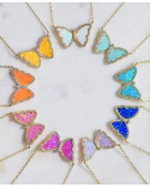 KAMARIA Red Opal Butterfly Necklace With Crystals
