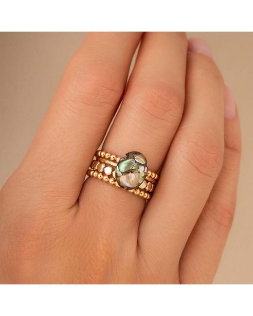 Kate Koel White Beaded Dot Stacking Ring