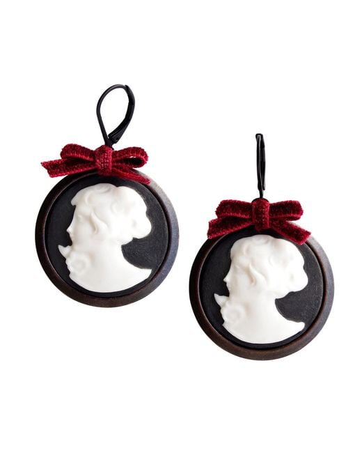POPORCELAIN Metallic Dark Romance Goddess Round Porcelain Cameo Earrings