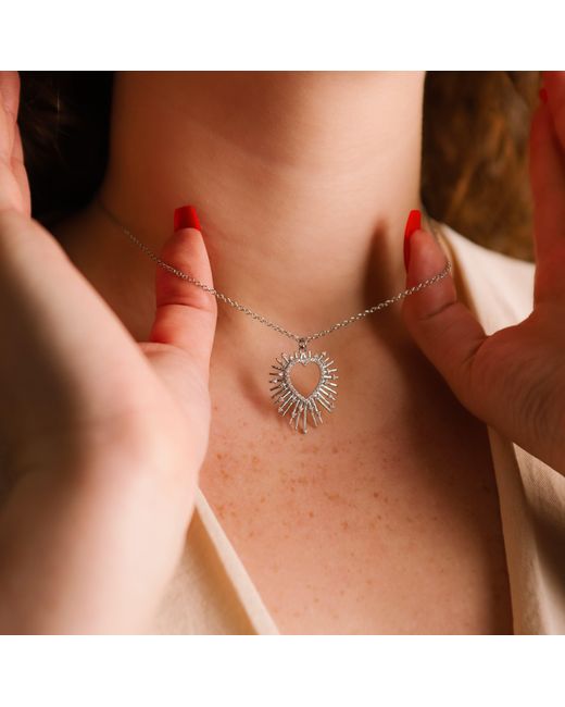 Luna Charles Metallic Cher Starburst Heart Pendant Necklace