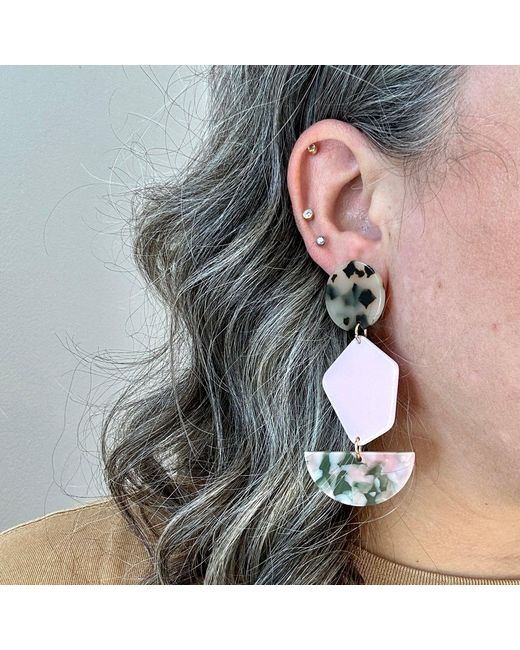 CLOSET REHAB Green Neutrals Pendulum Drop Earrings