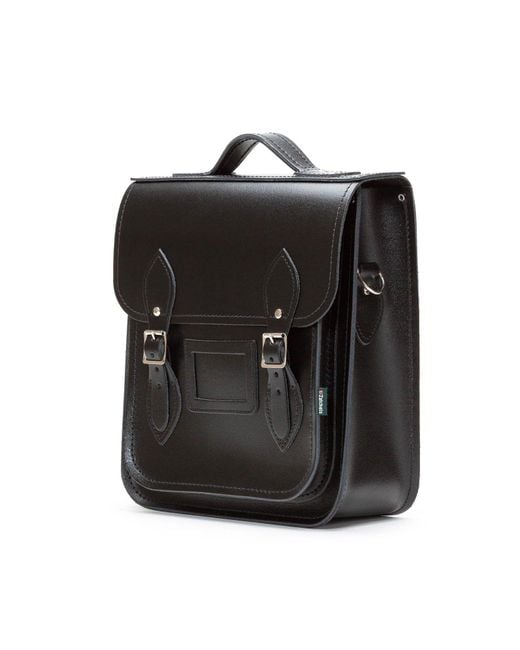 Zatchels Black Handmade Leather City Backpack Plus for men