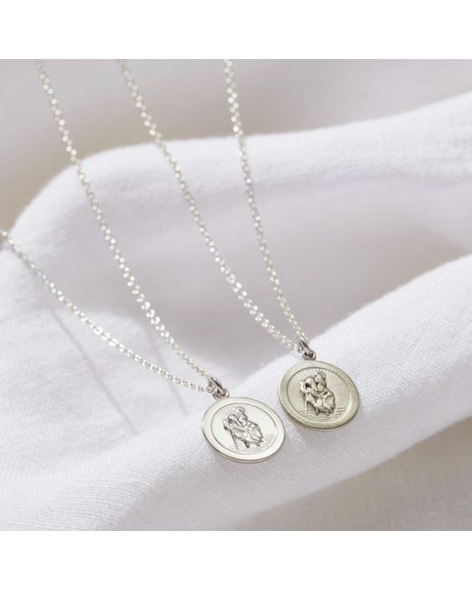 Posh Totty Designs Metallic Mini Sterling St Christopher Necklace for men