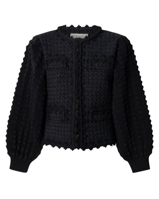 The Extreme Collection Black Tweed-Style Structured Cardigan Kingston