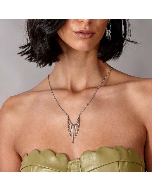 Lucy Quartermaine Metallic Art Deco Oval Long Necklace