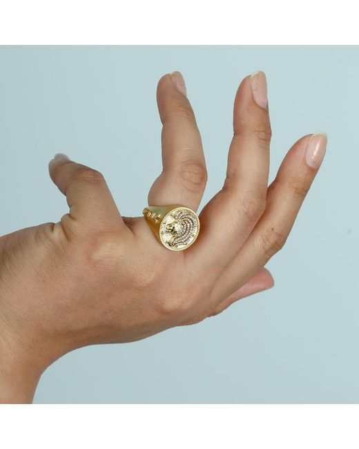 Artisan Metallic Leo Zodiac Diamond Signet Ring