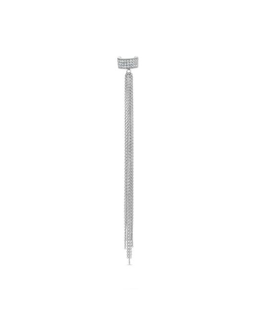 SALLY SKOUFIS White Destiny Chain Ear Cuff With Made Cz Diamond Stimulant
