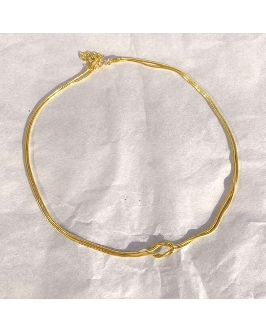 Spero London Metallic Snake Chain Knot Bracelet & Choker Set