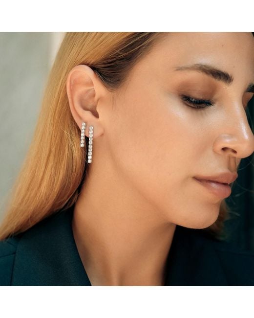 Spero London White Sterling Long Tennis Earrings