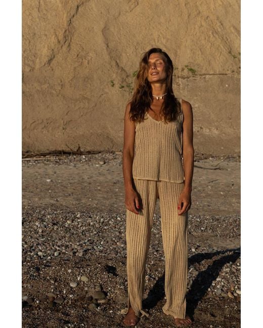 SALANIDA Natural Sole Linen Beach Pants Caramel