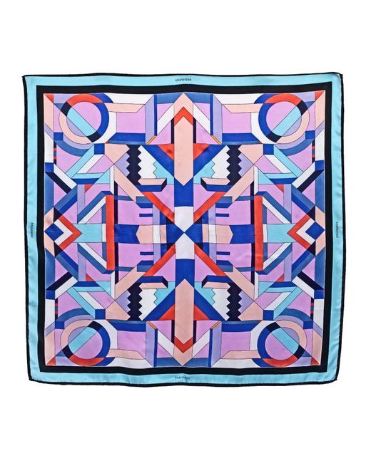 Pashmisy Blue Contour Silk Scarf
