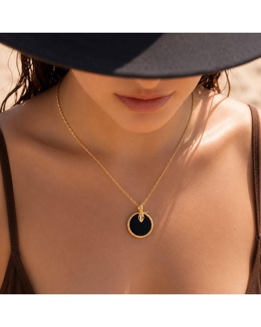 Ormiro Metallic Eternal Serpent Onyx Necklace