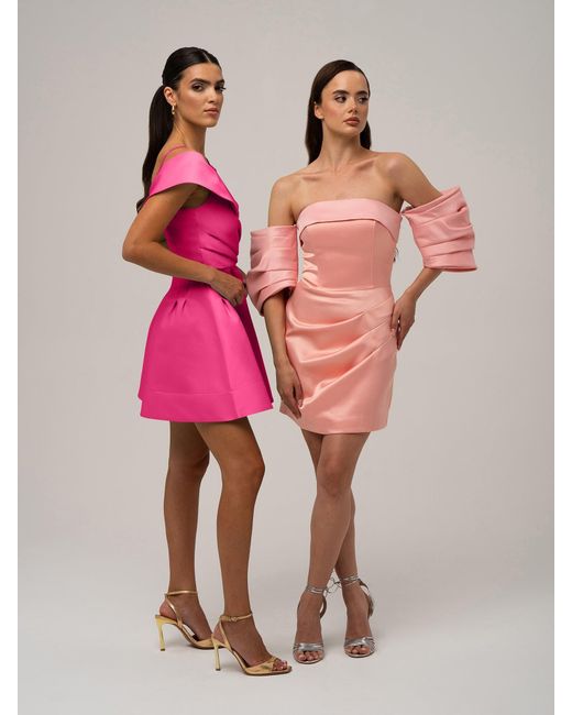 Tia Dorraine Pink Easy To Love Flared Satin Mini Dress Hot
