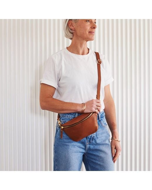 VIDA VIDA Brown Luxury Leather Sling Bum Bag Tan