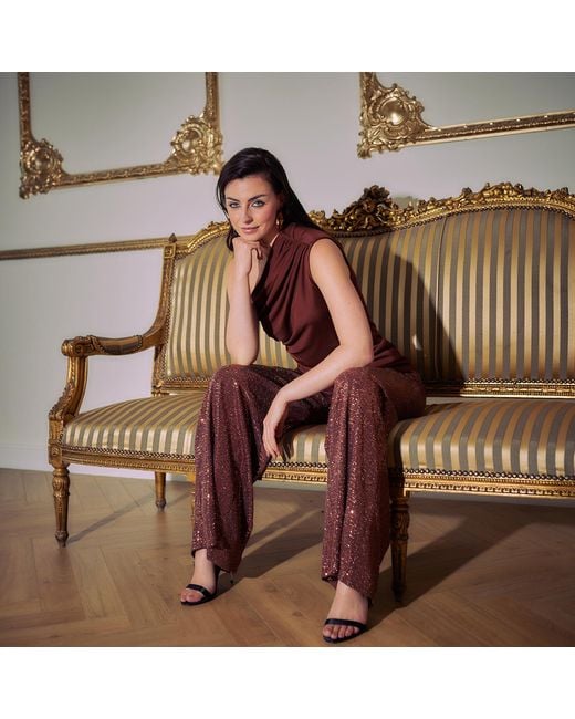 Me & Thee Brown Neutrals Leftfield Copper Sequin Trousers
