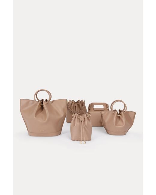 Saonara Brand Brown Neutrals Mini Bucket Bag Moka Leather