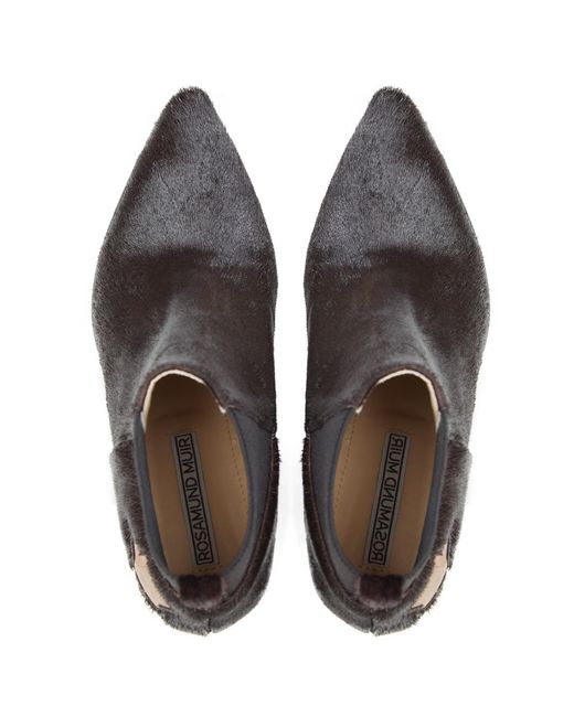 Rosamund Muir London Black Felixa Dark Calf Hair With Star Ankle Boots
