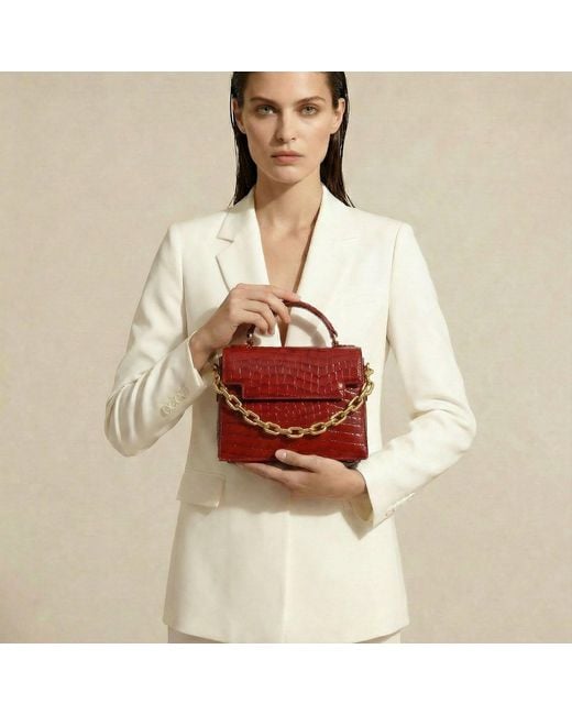 Sibylla Delphica Red Top Handle Leather Bag