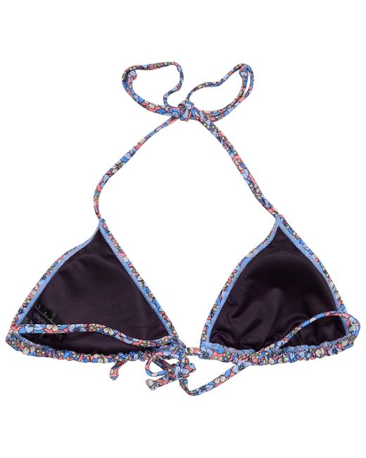 Lords of Harlech Blue Flavia Floral Field Coral Bikini Top