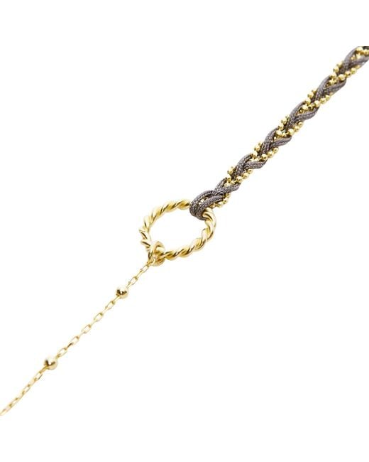Spero London Metallic Handmade Rope Braided Sterling Beaded Chain Bracelet