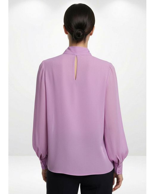 Exquise Pink Regular Scarf Neck Patterned Blouse
