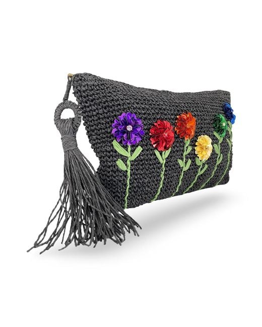 PINAR OZEVLAT Blue Garden Party Pouch Bag
