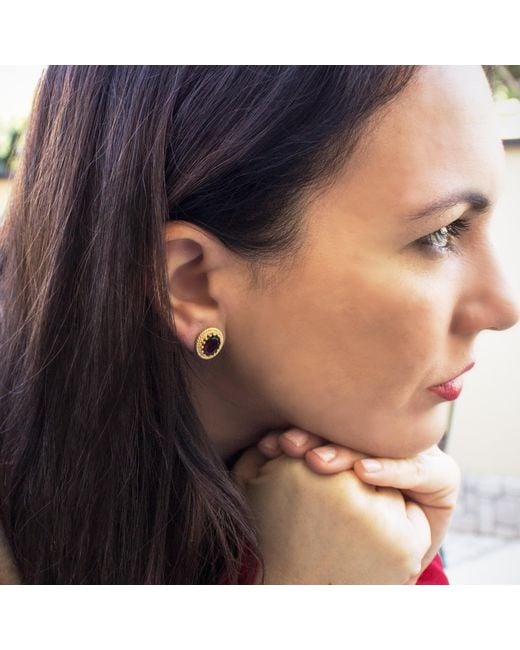 Vintouch Italy Metallic Luccichio Garnet Stud Earrings