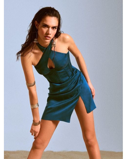 Cansu Xi Blue Gaia Ra Mini Dress