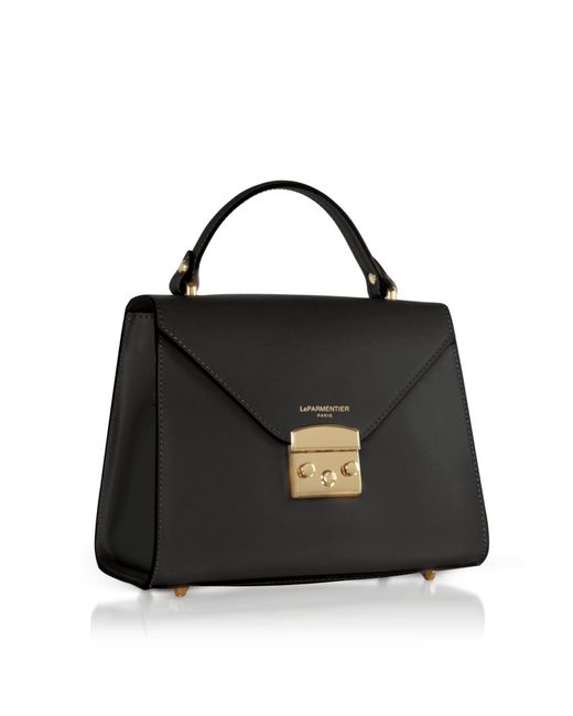 Le Parmentier Black Peggy Leather Top Handle Satchel Bag